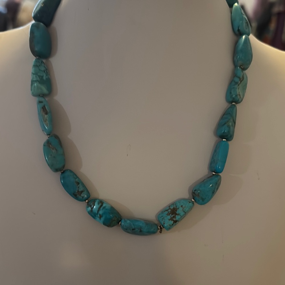 Blue Turquoise Necklace with Natural Stones